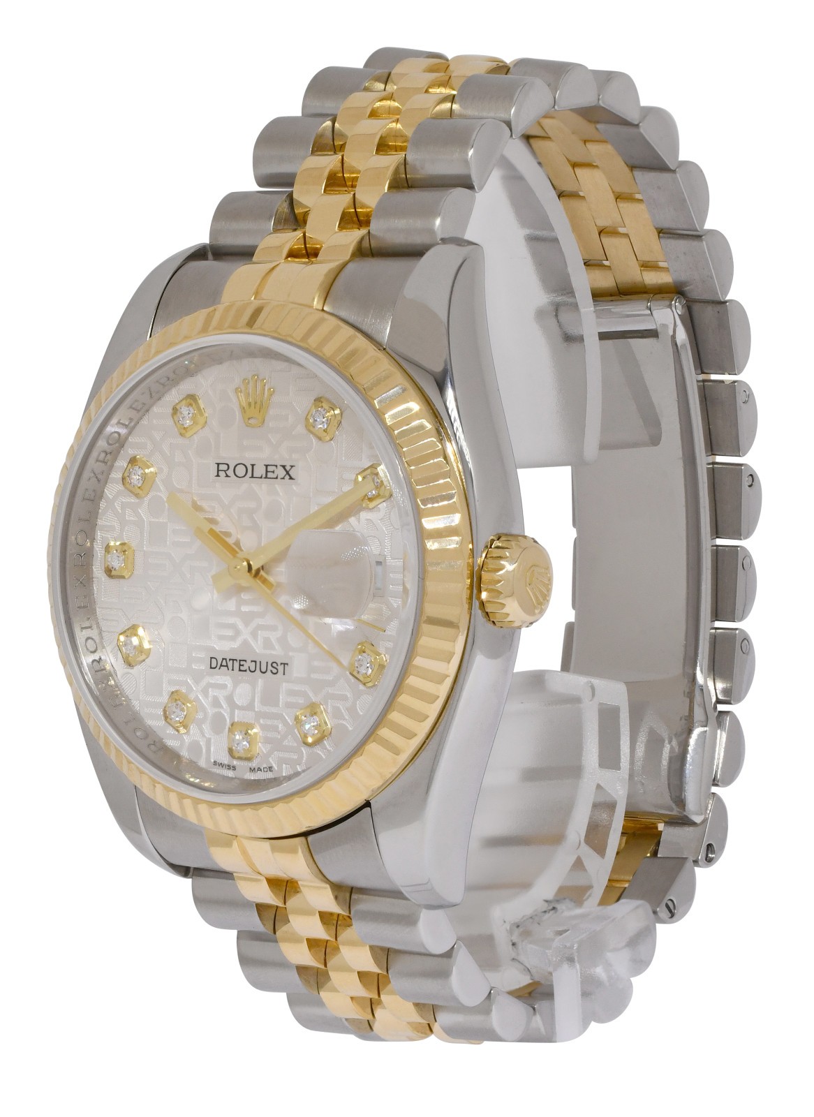 Rolex Datejust 18k Yellow Gold/Steel Jubilee Diamond Dial 36mm Watch V 116233