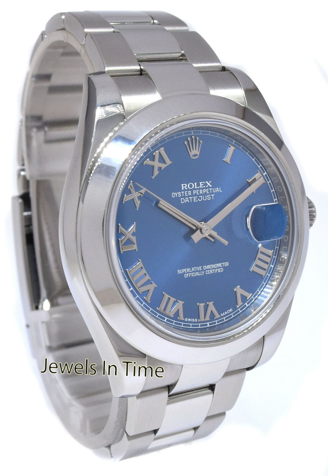 Rolex Datejust II Steel Blue Roman Dial Mens 41mm Watch B/P '14 116300