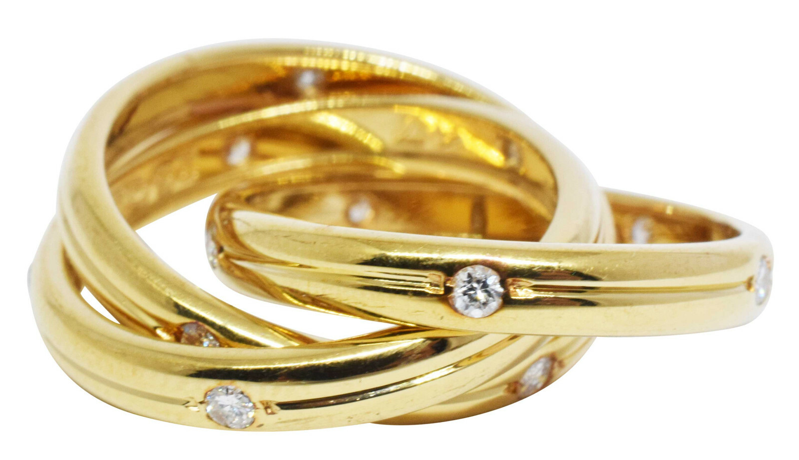 Cartier Constellation Trinity 18k Yellow Gold Diamond Ring Size 47 Box/Papers