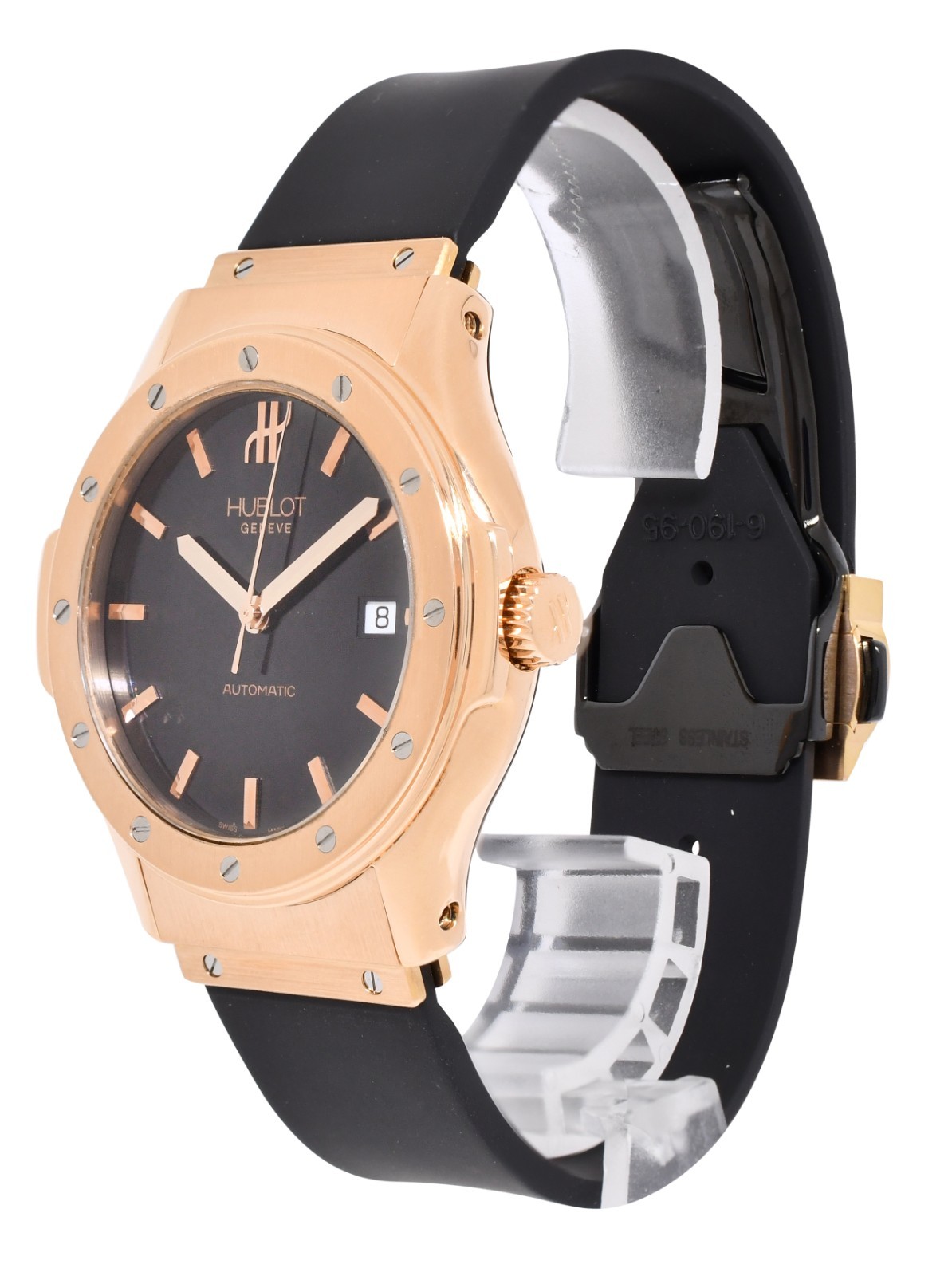 Hublot Classic Fusion 18k Rose Gold Black Dial Mens 42mm Watch +BOX 1915.8