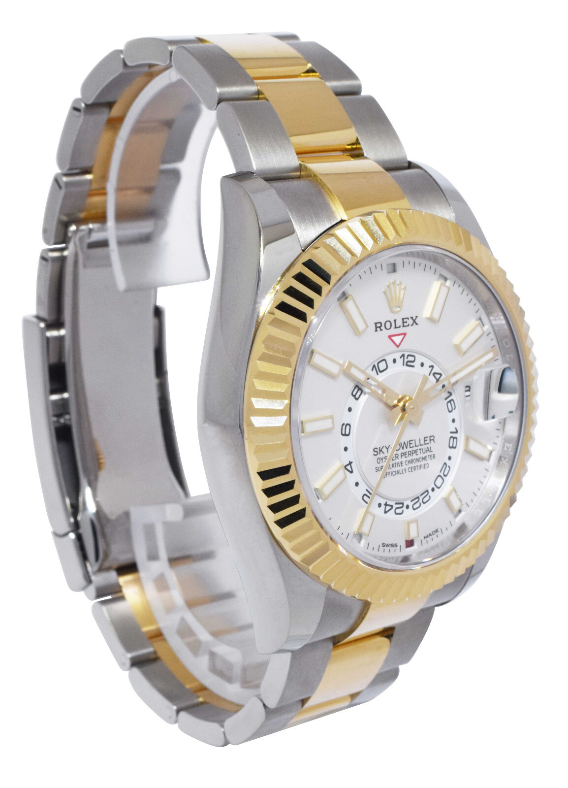 NOS Rolex Sky-Dweller White Dial 18k YG & Steel 42mm Oyster Watch B/P '21 326933