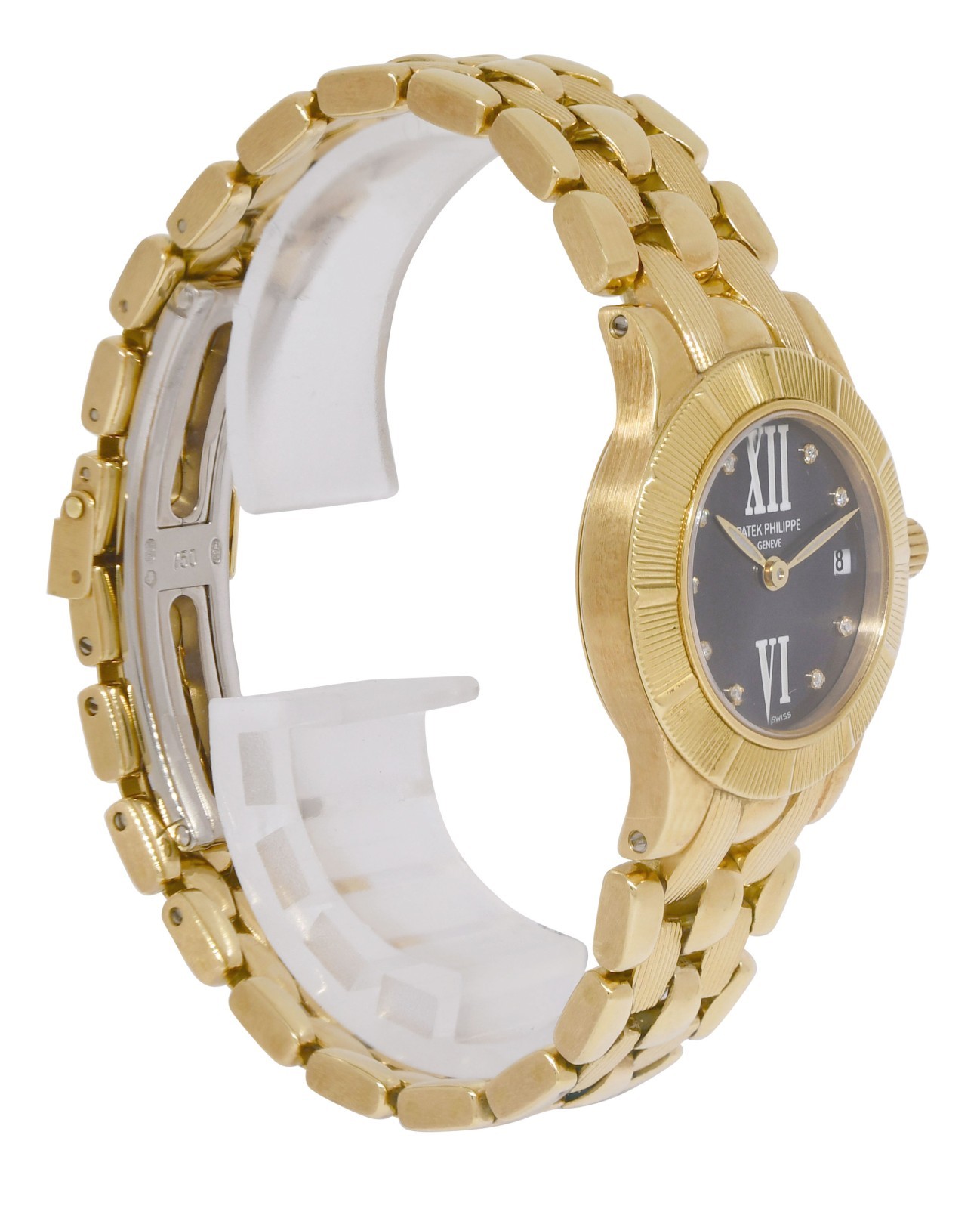 Patek Philippe Neptune 18k Yellow Gold Gray Diamond Dial Ladies Watch 4881/1J