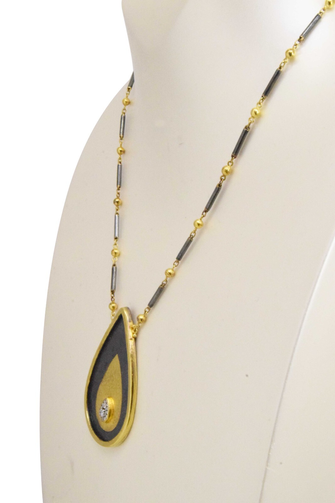 Gurhan 24k Gold Silver & ~1.00 Carat Diamond Ladies Necklace 17"