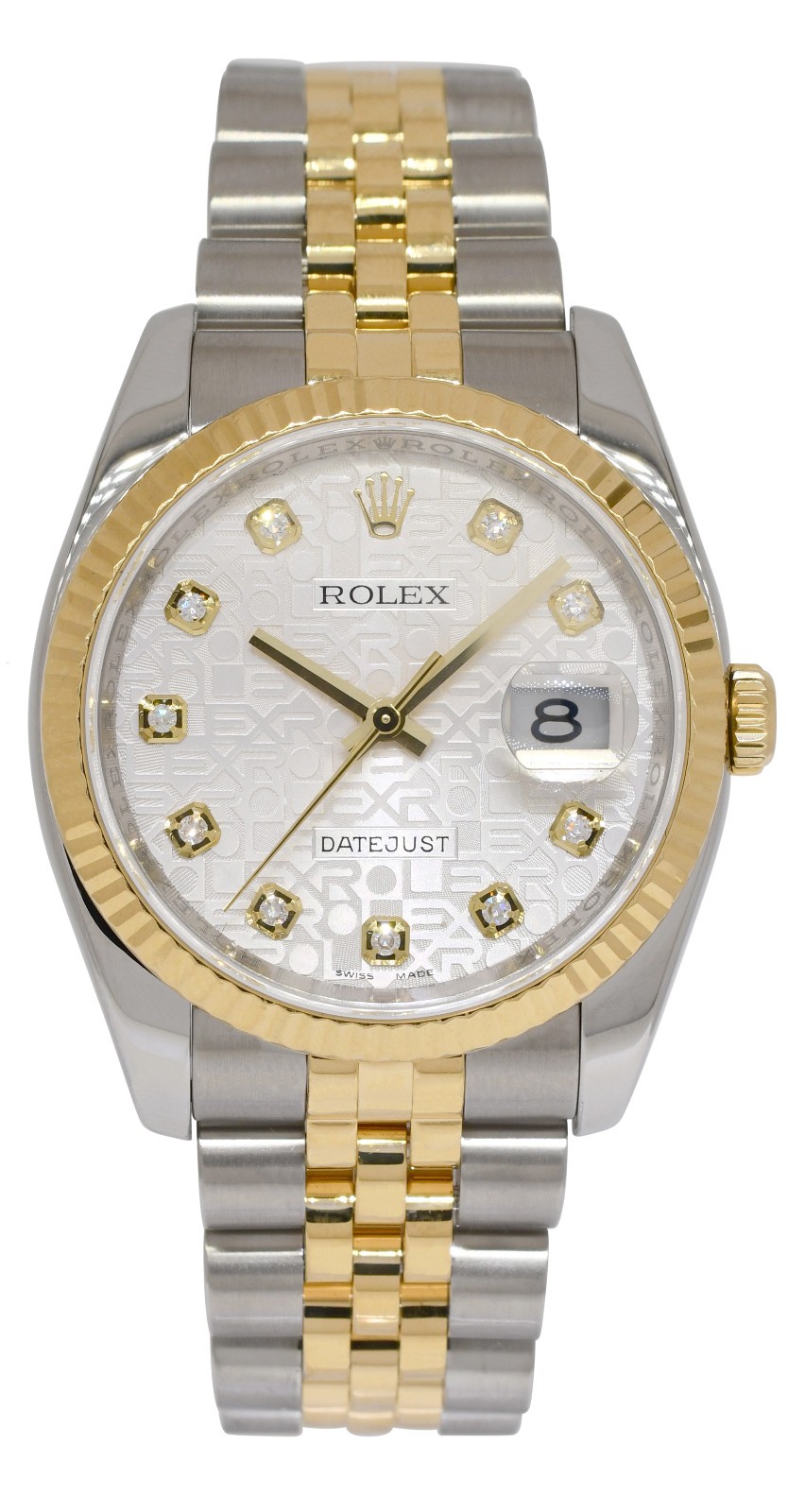 Rolex Datejust 18k Yellow Gold/Steel Jubilee Diamond Dial 36mm Watch V 116233