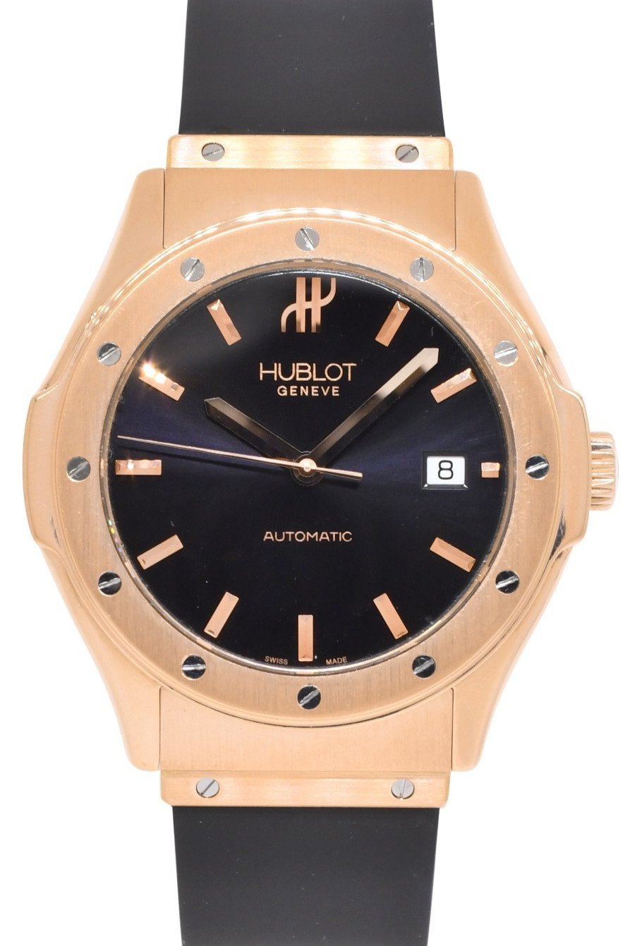 Hublot Classic Fusion 18k Rose Gold Black Dial Mens 42mm Watch +BOX 1915.8 Hublot Classic Fusion 18k Rose Gold Black Dial Mens 42mm Watch +BOX 1915.8