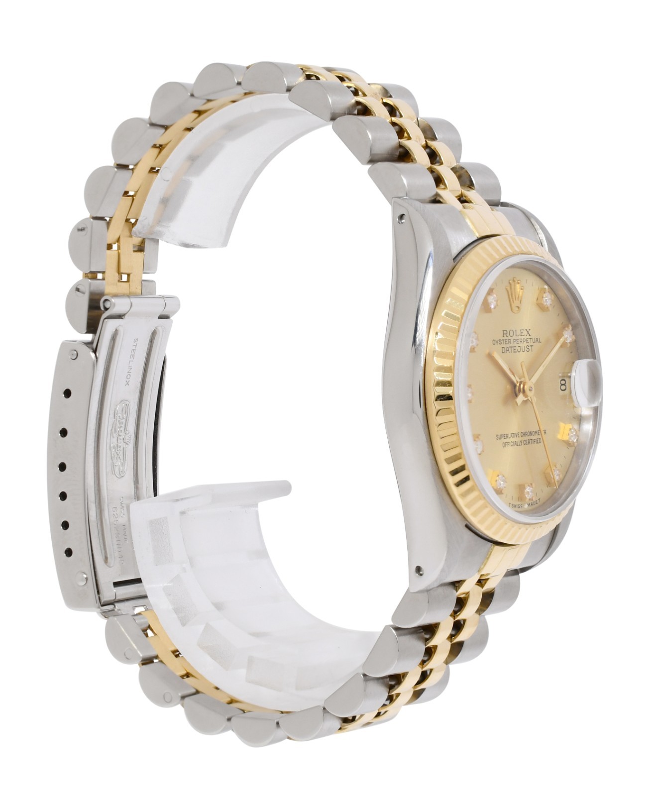 Rolex Datejust 18k Yellow Gold/Steel Champagne Diamond Dial 31mm Watch E 68273