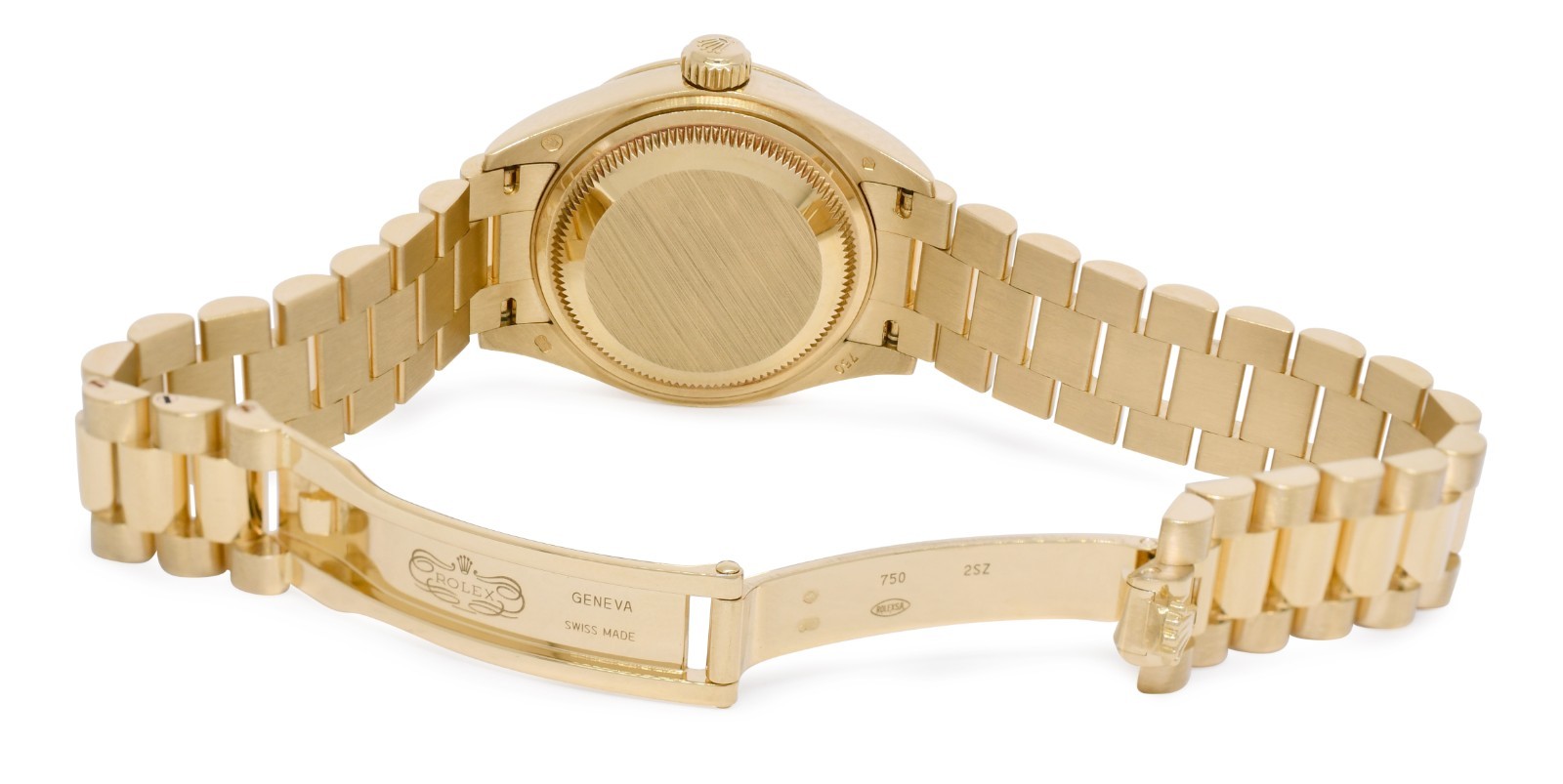Rolex Datejust 28 President 18k Yellow Gold Pave Diamond Ladies Watch 279138RBR