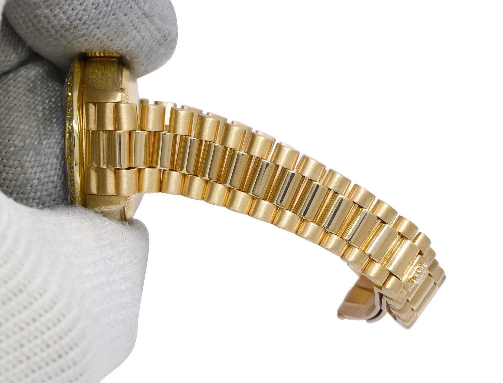 Rolex Datejust President 18k Yellow Gold Blue Diamond Ladies 26mm Watch R 69178