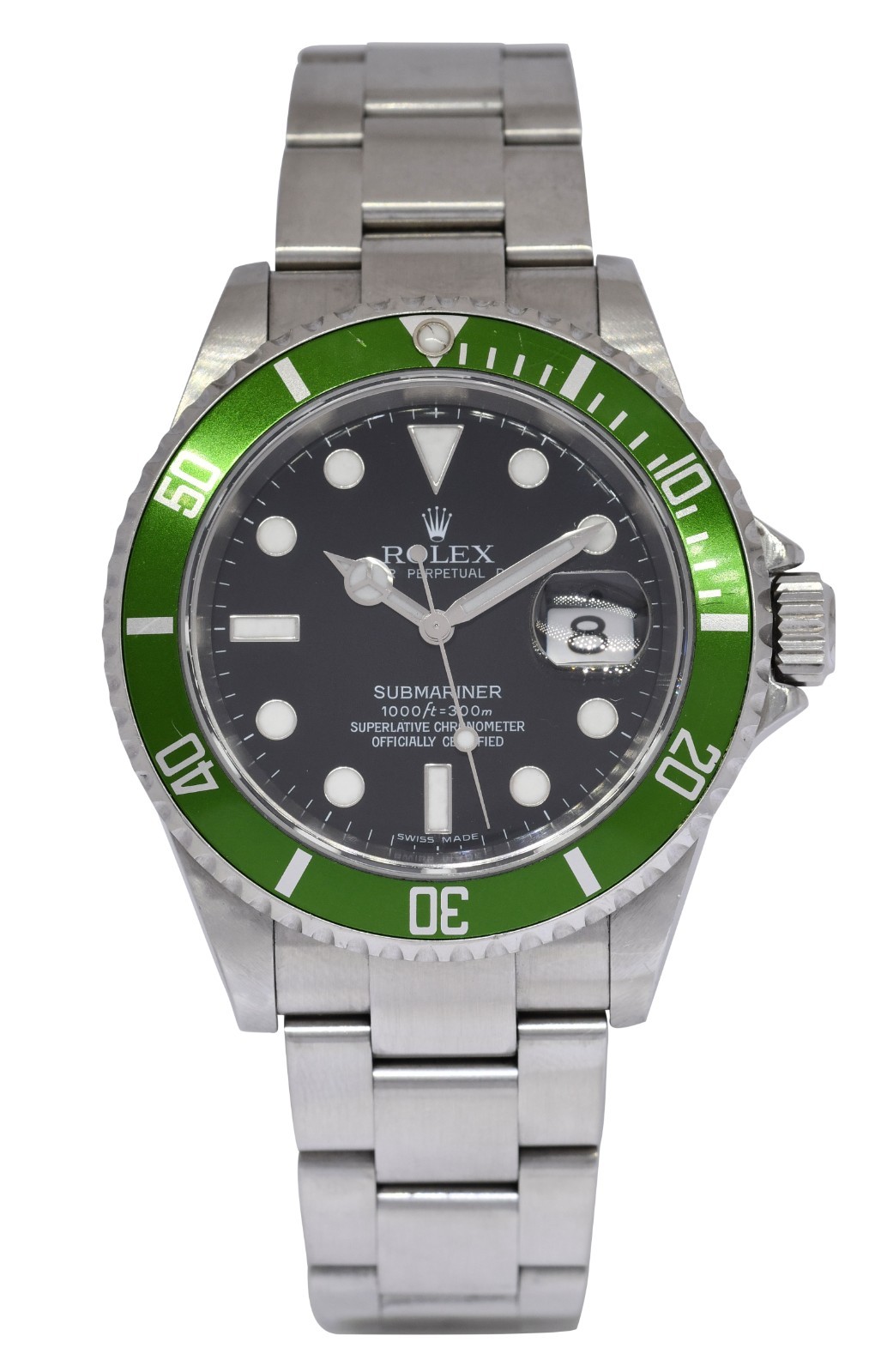 Rolex Submariner Date Kermit Green Bezel Steel Mens Automatic Watch Z B/P 16610