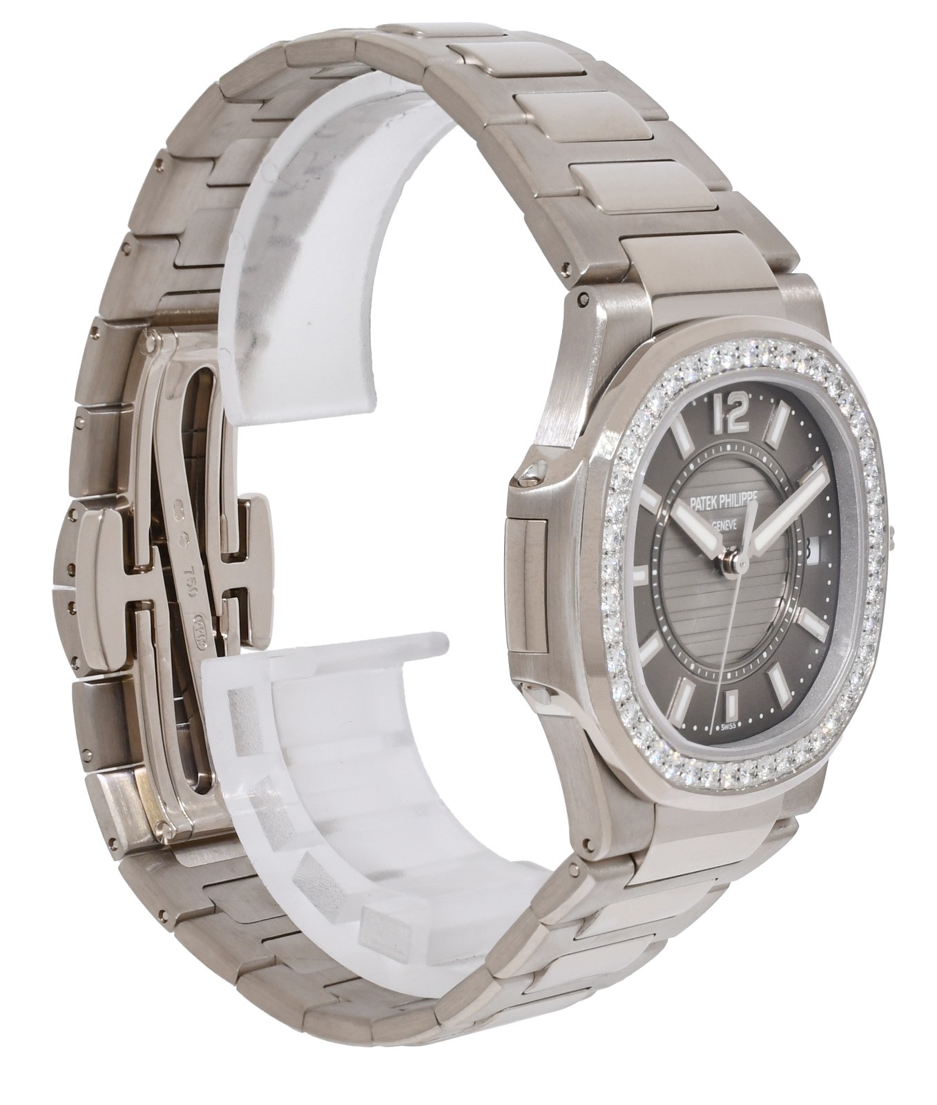 Patek Philippe Nautilus 18k White Gold & Diamond Ladies Watch B/P '09 7010/1G