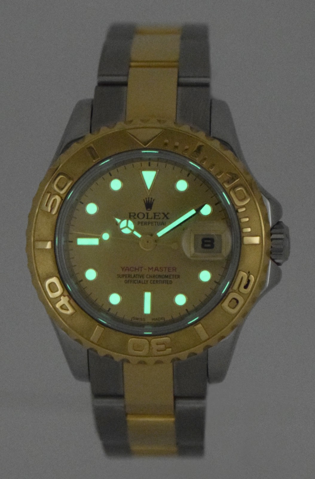 Rolex Yacht-Master 18k Yellow Gold/Steel Champagne 29mm Watch +Card D 169623