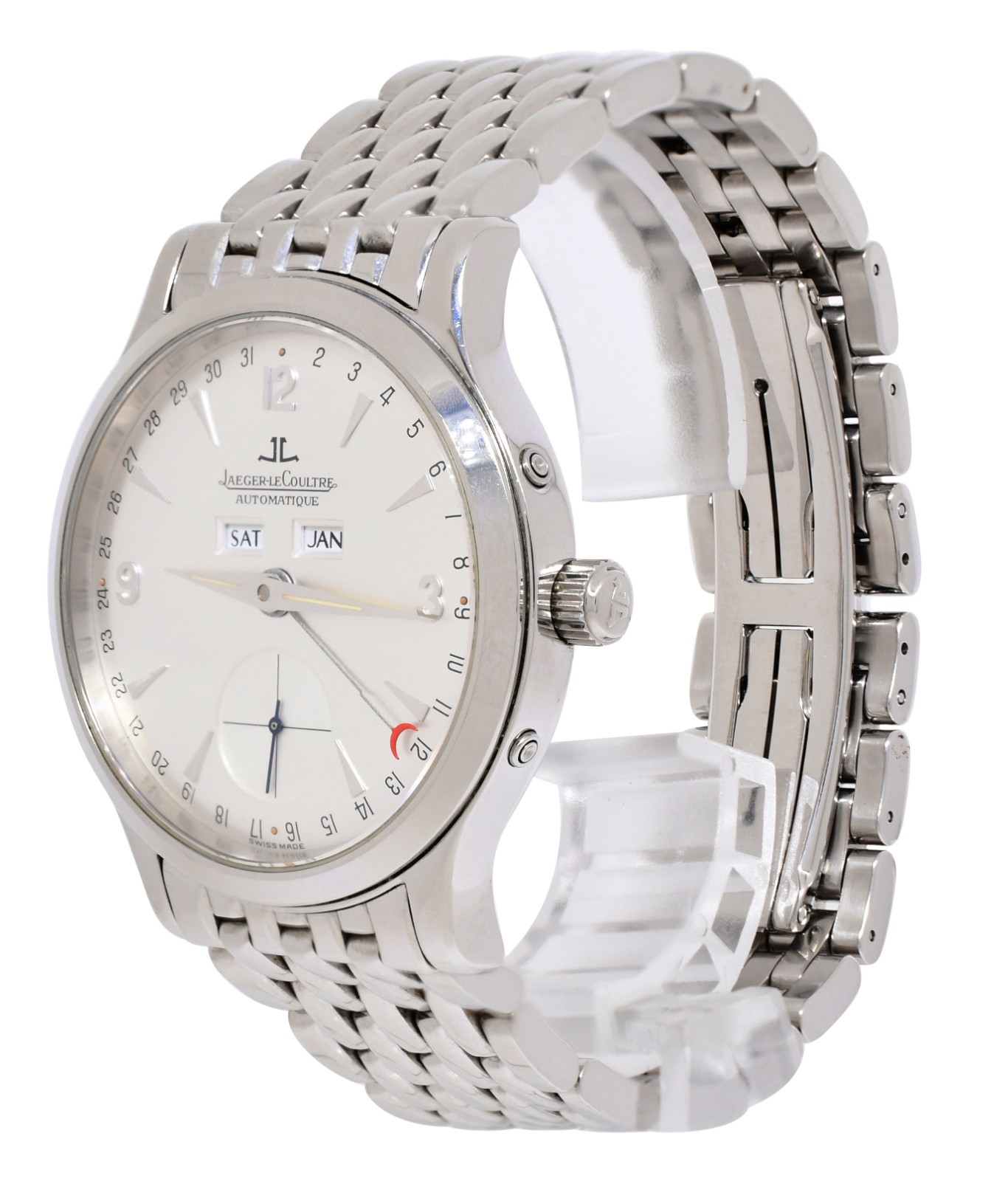 Jaeger LeCoultre Master Tripple Calendar Steel Mens 37mm Watch 140.8.87