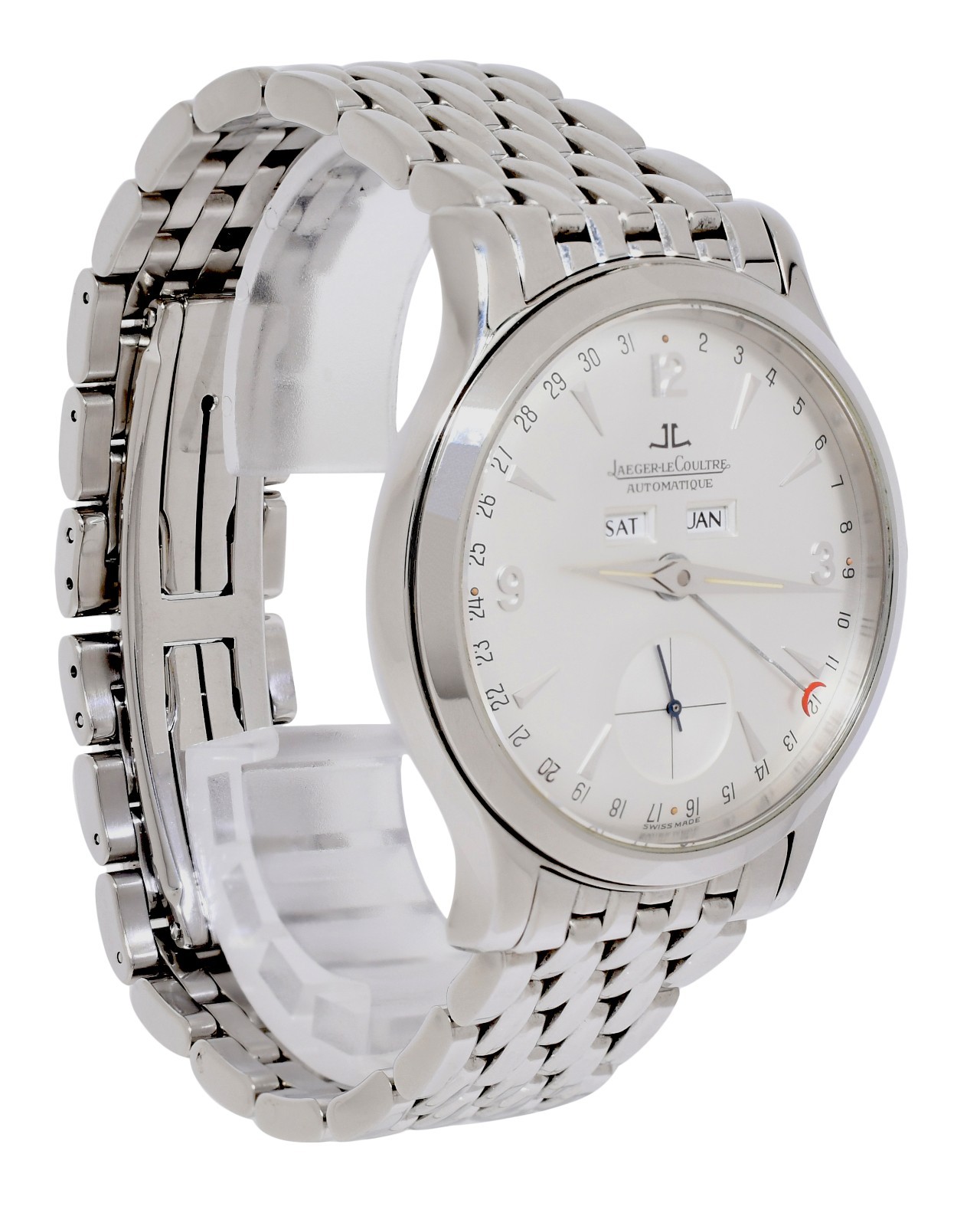 Jaeger LeCoultre Master Tripple Calendar Steel Mens 37mm Watch 140.8.87