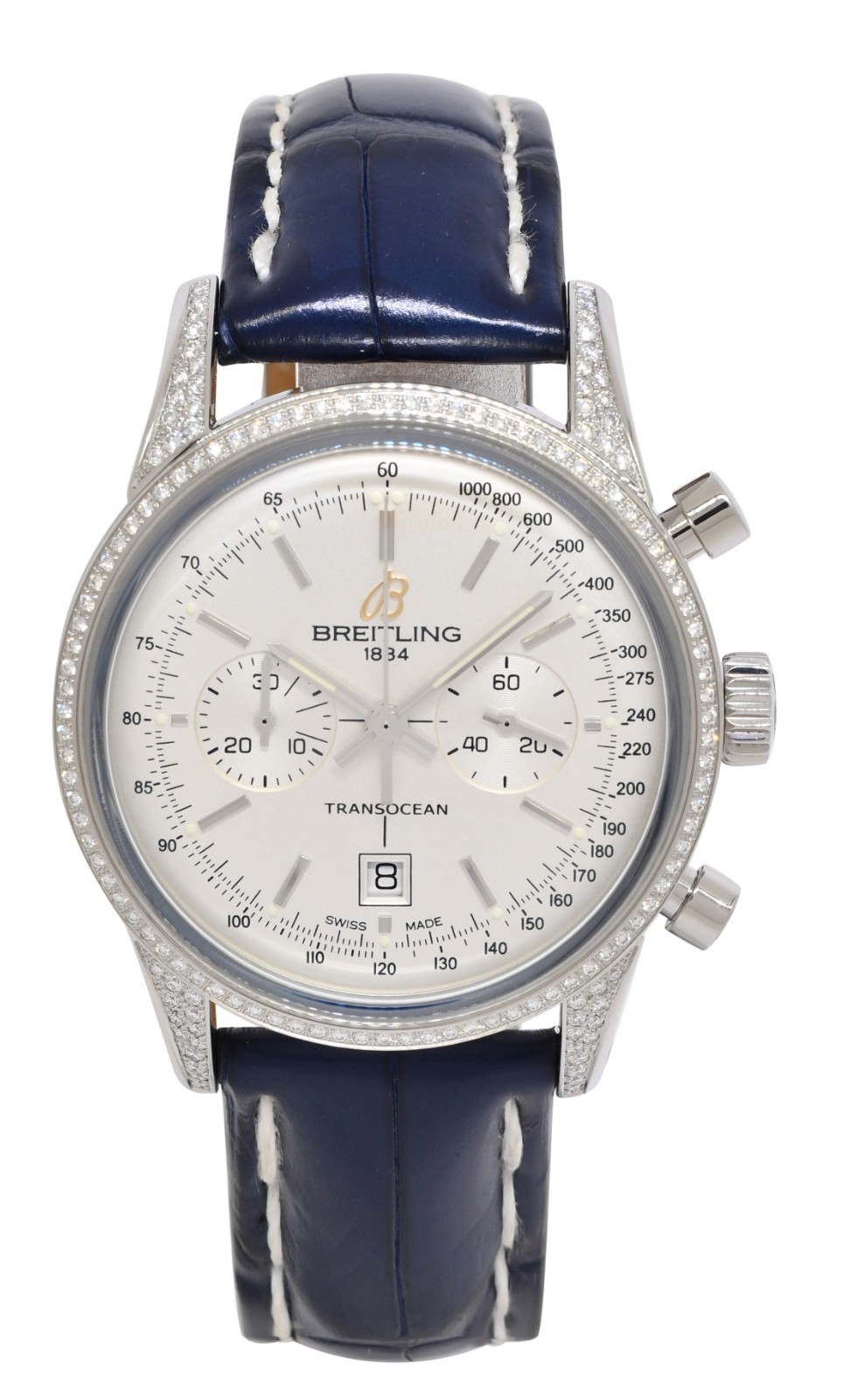 Breitling Transocean Chronograph Steel & Diamond 38mm Watch B/P '19 A41310