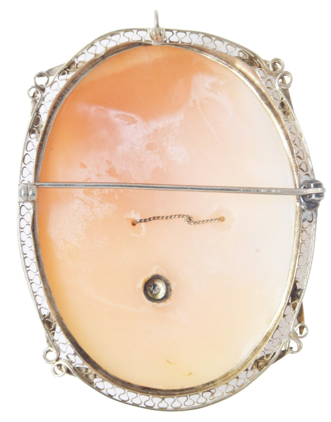 Ladies Cameo Brooch White Gold & Diamond