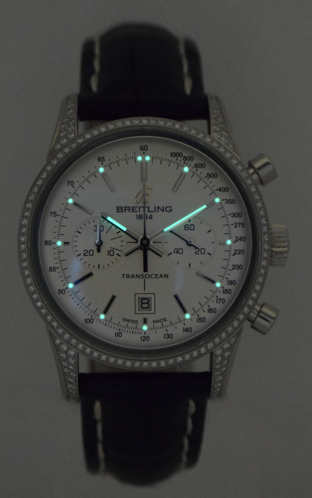 Breitling Transocean Chronograph Steel & Diamond 38mm Watch B/P '19 A41310
