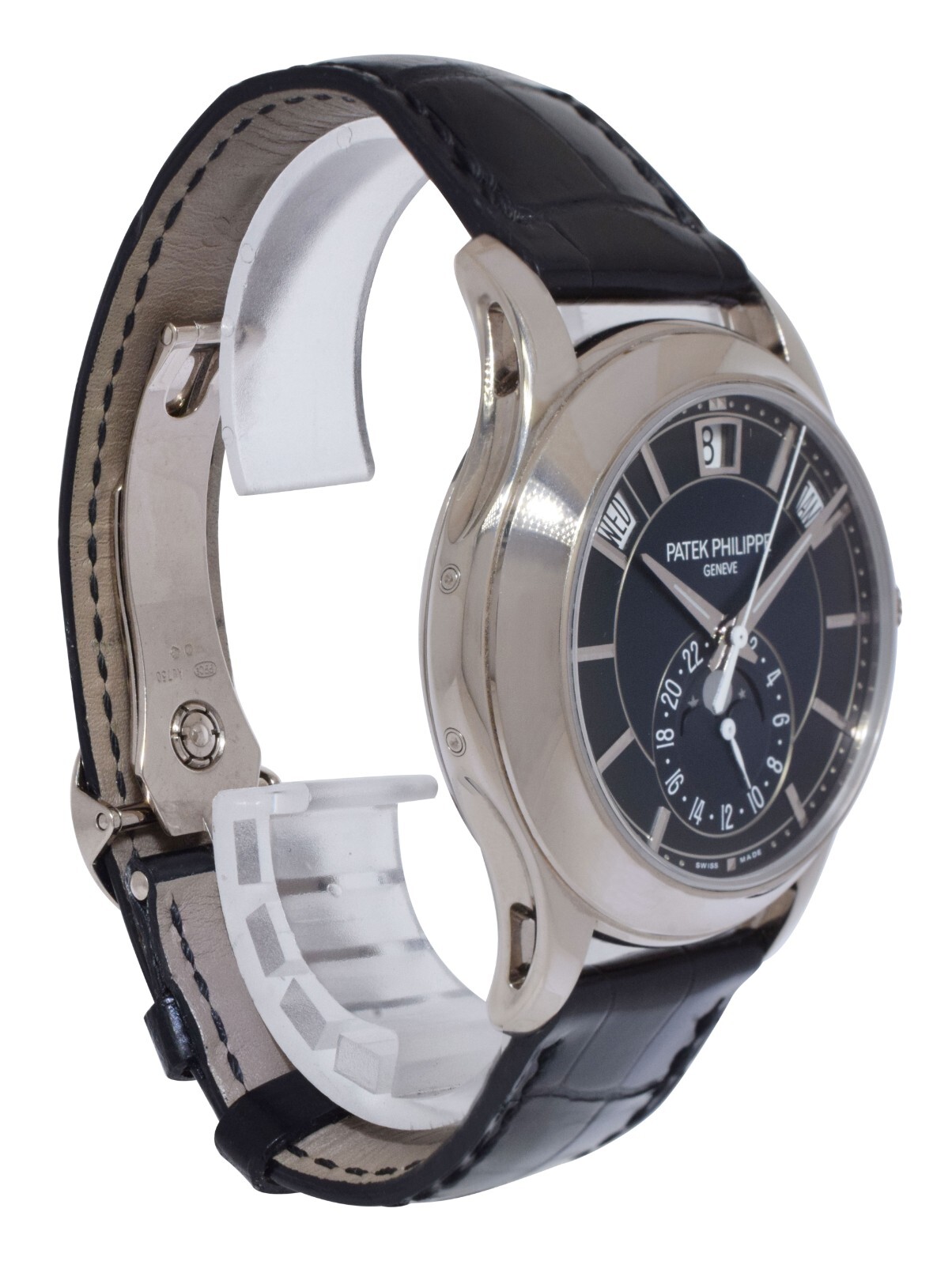 NOS Patek Philippe Annual Calendar 18k White Gold Blue Dial Watch B/P '25 5205G
