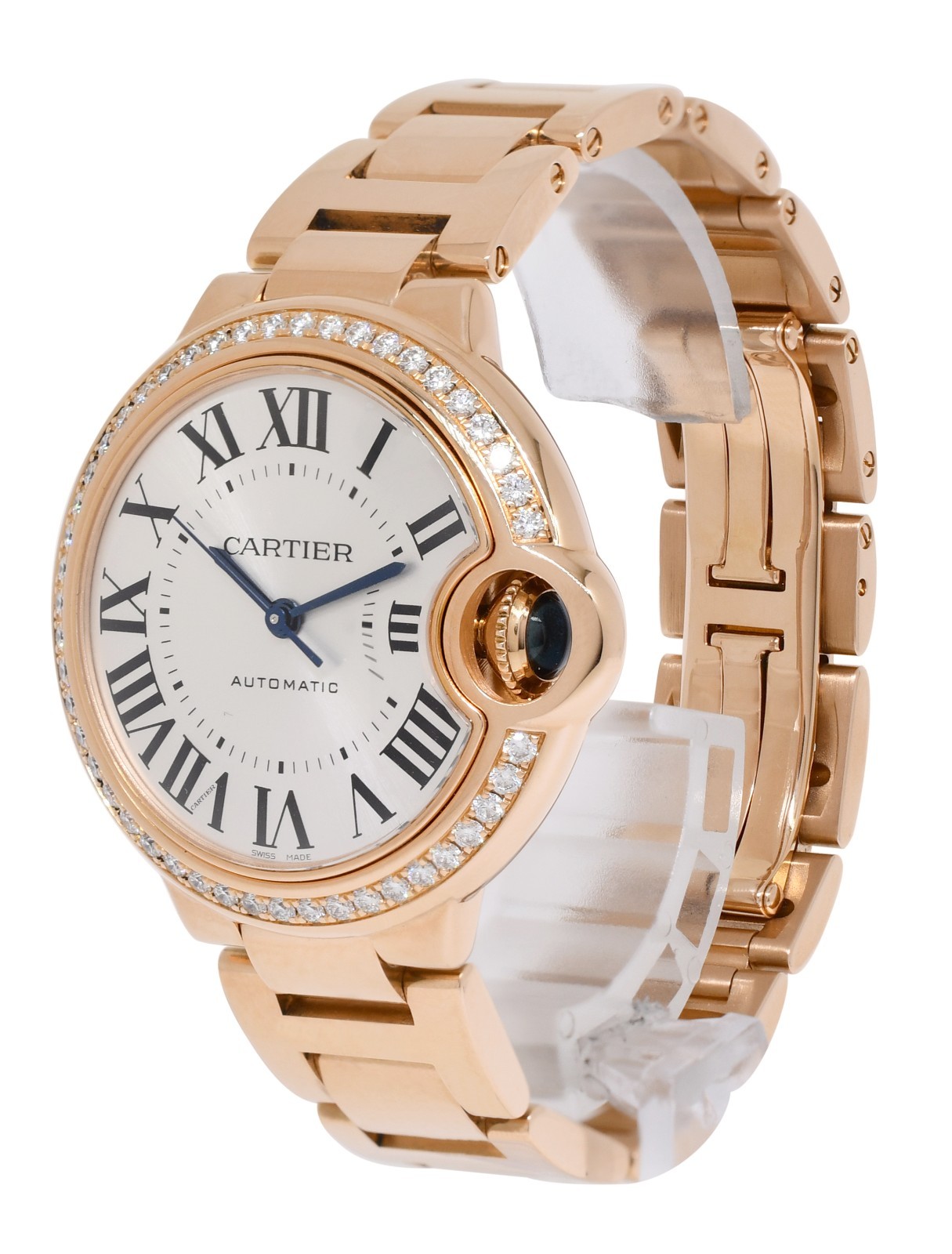 Cartier Ballon Bleu 33mm Rose Gold Diamond Bezel Watch B/P '21 WJBB0036 3682