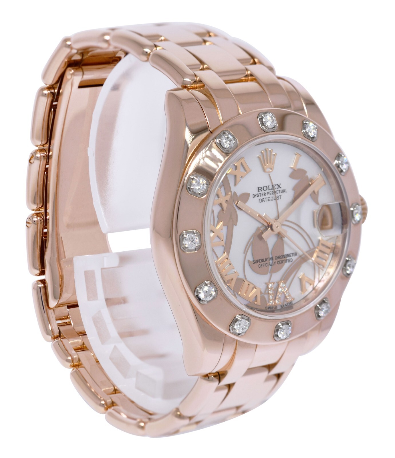 Rolex Pearlmaster 18k Rose Gold Goldust Dream MOP Diamond 34mm Watch 81315