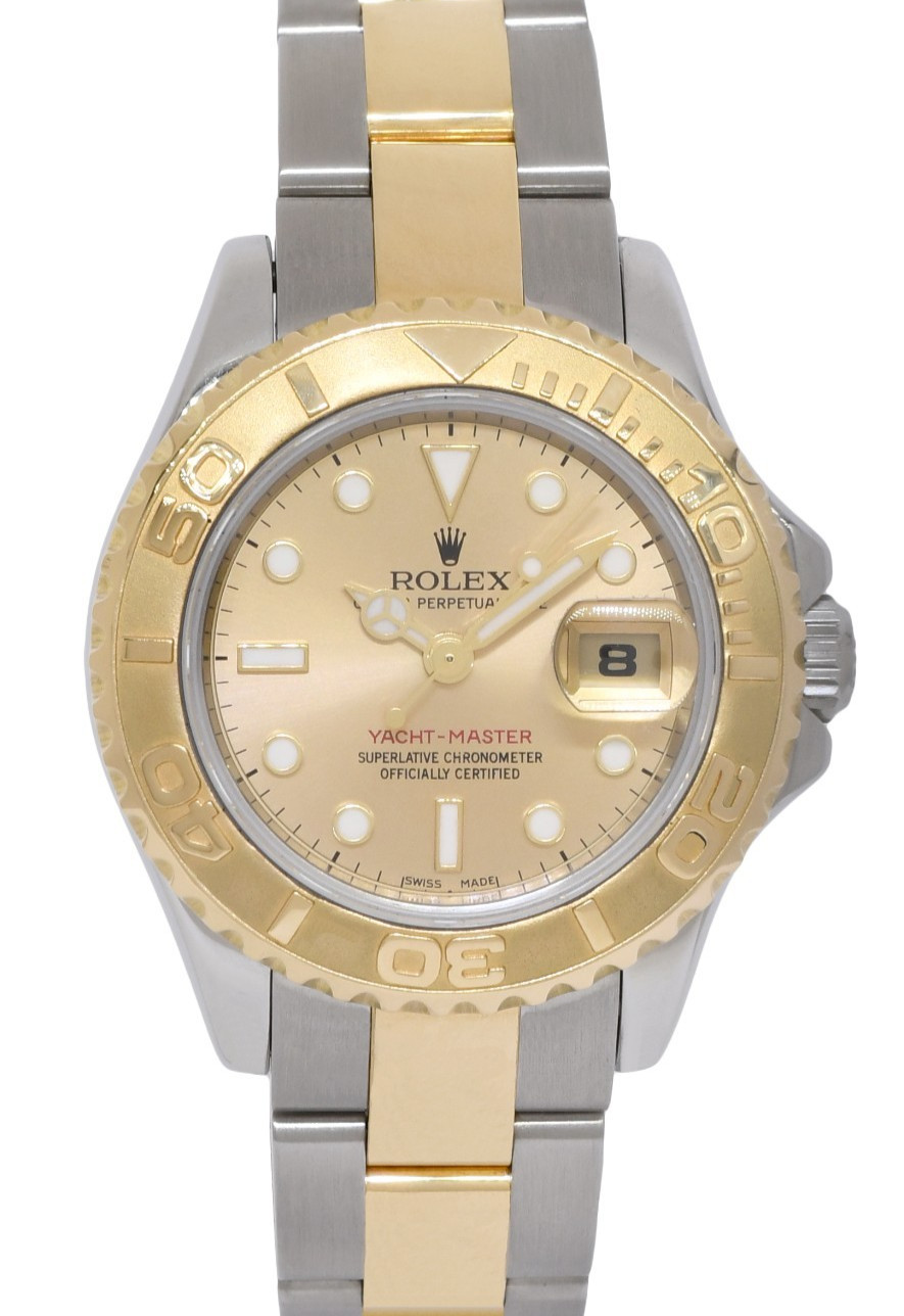 Rolex Yacht-Master 18k Yellow Gold/Steel Champagne 29mm Watch +Card D 169623