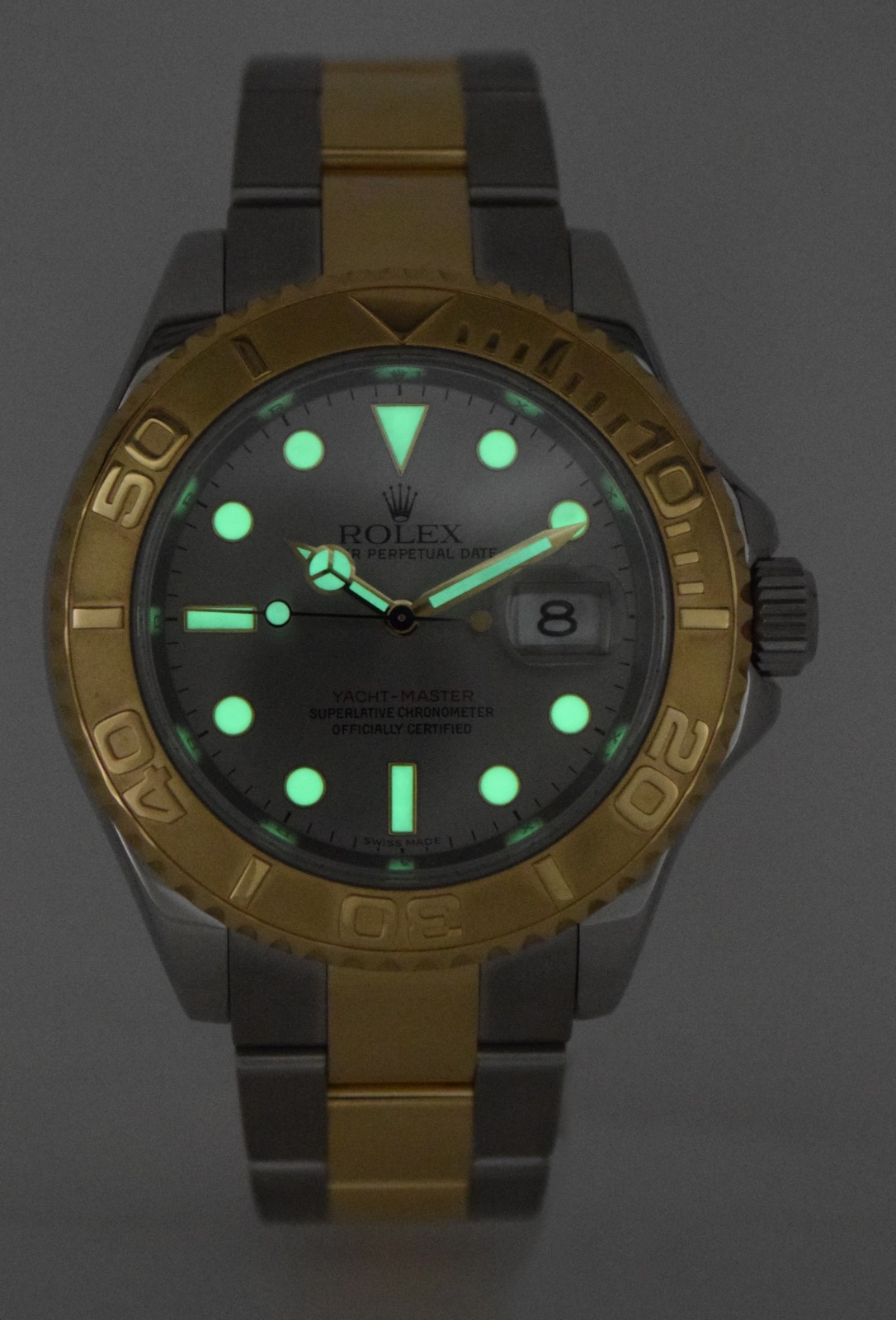 Rolex Yacht-Master 18k Yellow Gold/Steel Gray Dial 40mm Watch M +Card 16623
