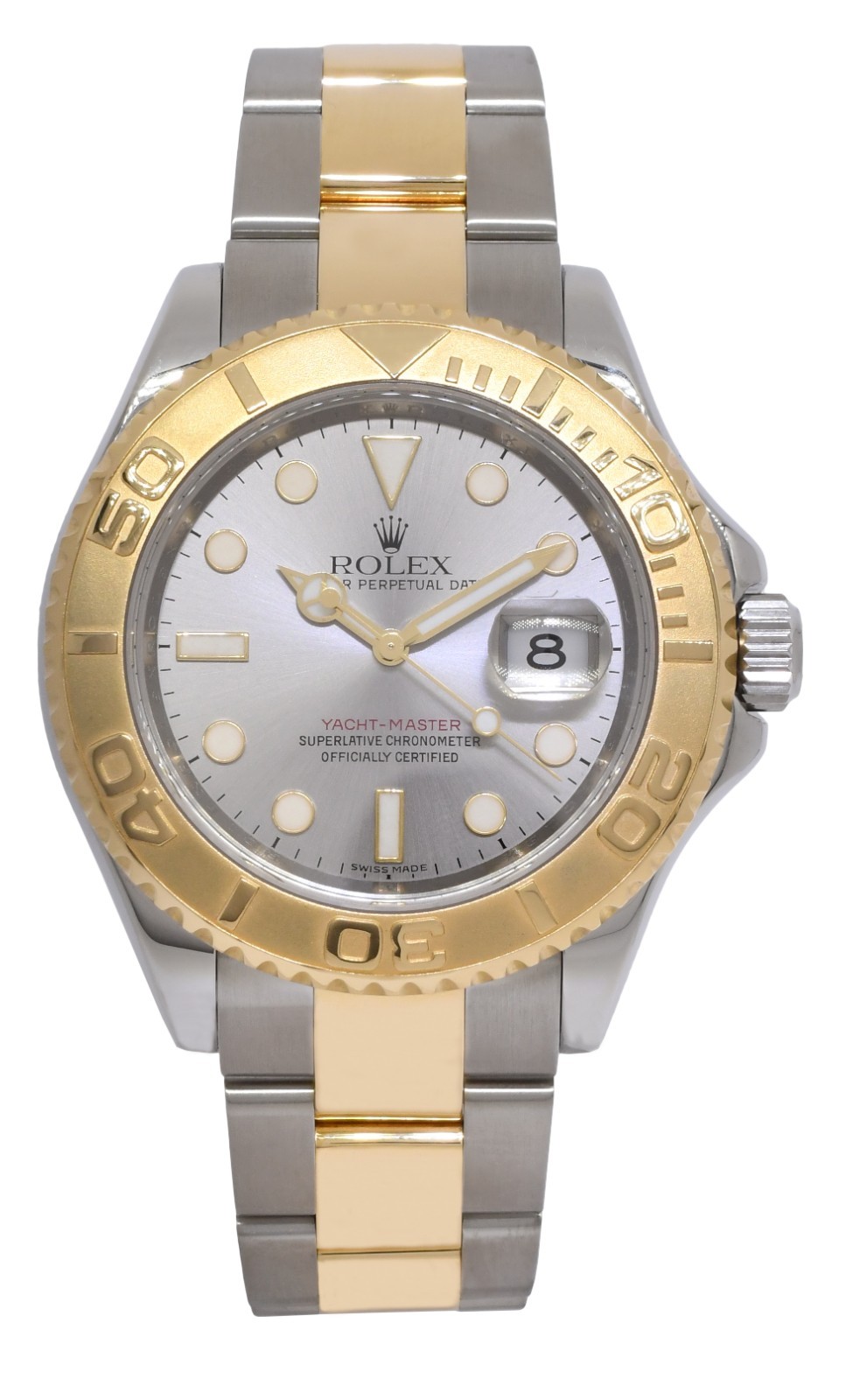 Rolex Yacht-Master 18k Yellow Gold/Steel Gray Dial 40mm Watch M +Card 16623