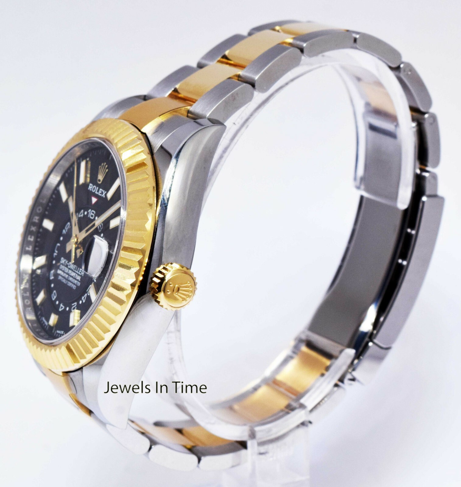 NOS Rolex Sky-Dweller Black Dial 18k Gold & Steel 42mm Watch B/P '21 326933
