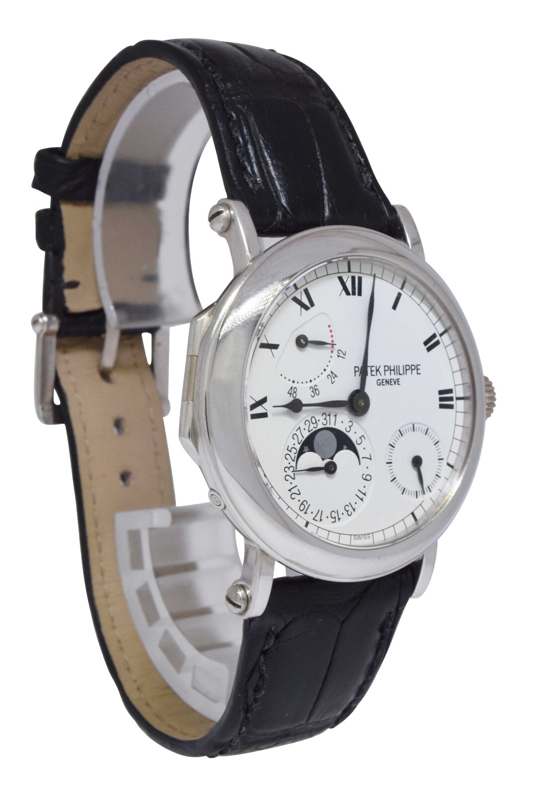 Patek Philippe Complications 18k White Gold Power Reserve Moon Mens Watch 5054G