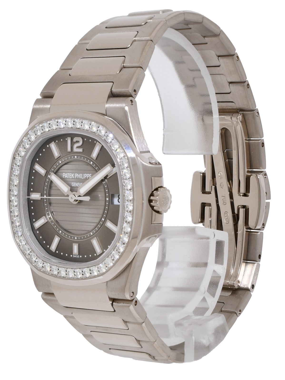 Patek Philippe Nautilus 18k White Gold & Diamond Ladies Watch B/P '09 7010/1G