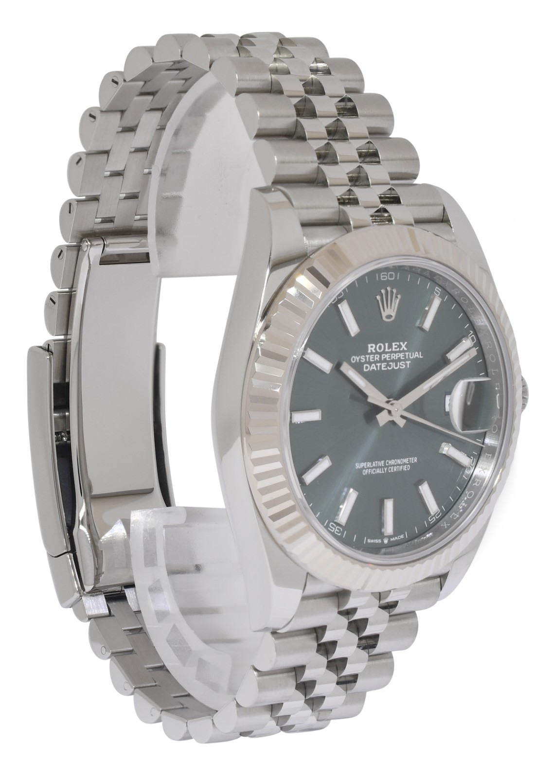 NEW Rolex Datejust 41 Steel & 18k WG Bezel Mint Green Dial Watch B/P '26 126334