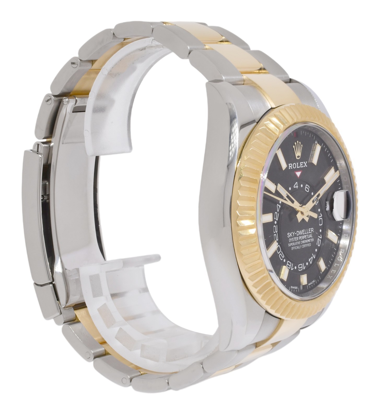 Rolex Sky-Dweller 18k Yellow Gold/Steel Black 42mm Oyster Watch +Card '19 326933