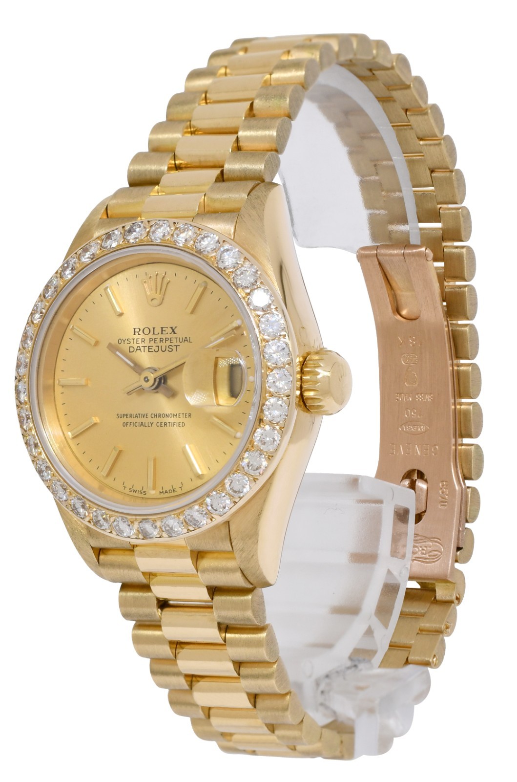 Rolex Datejust President 18k Yellow Gold Champagne Diamond 26mm Watch '93 69178