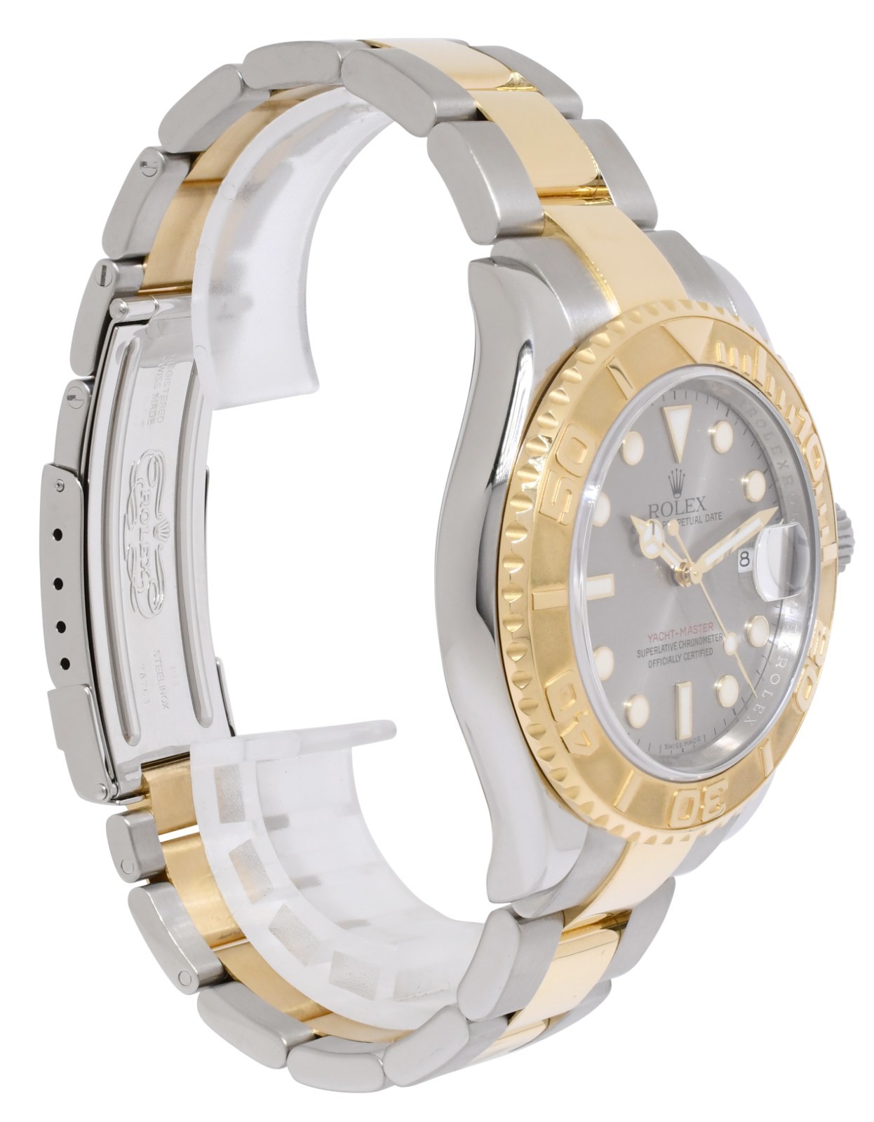 Rolex Yacht-Master 18k Yellow Gold/Steel Gray Dial 40mm Watch M +Card 16623