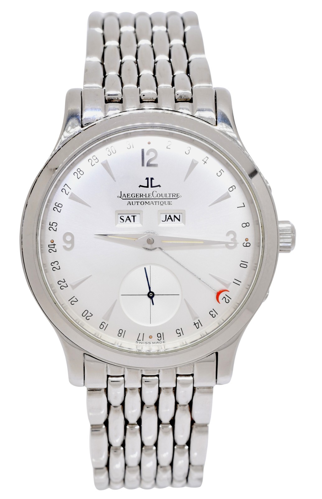 Jaeger LeCoultre Master Tripple Calendar Steel Mens 37mm Watch 140.8.87