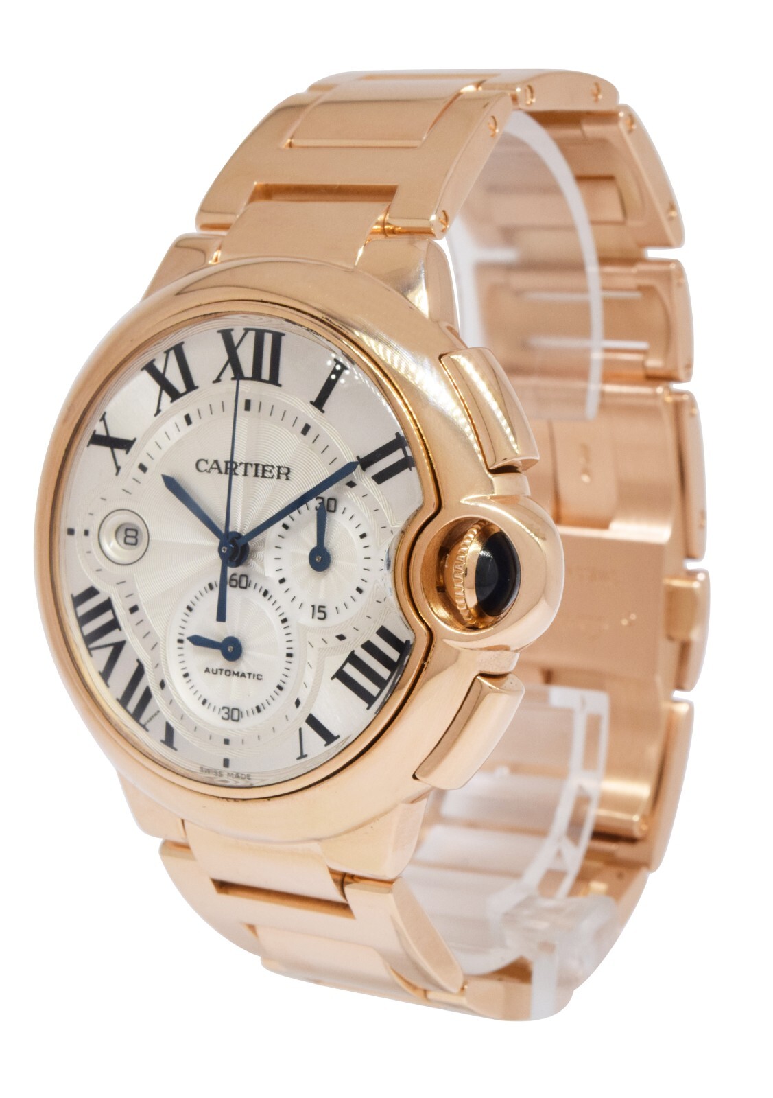 Cartier Ballon Bleu XL 44mm Chronograph 18k Rose Gold Mens Watch W6920010 3107