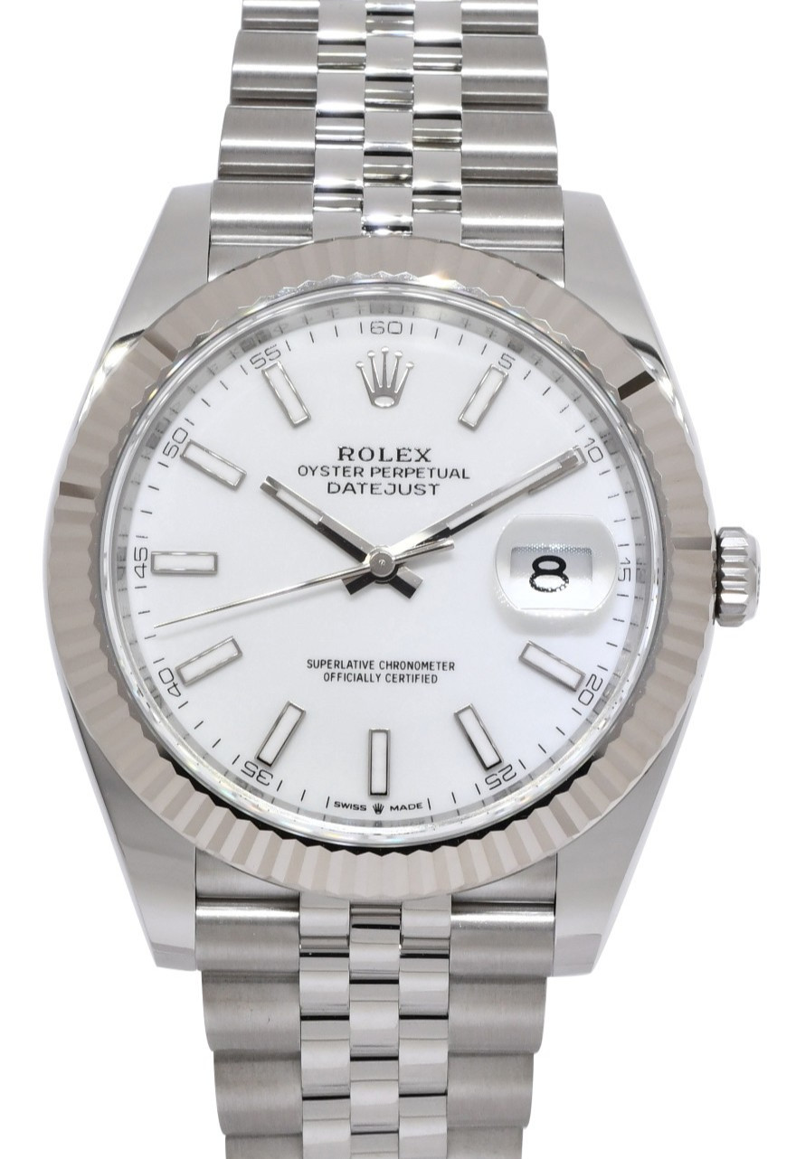 NEW Rolex Datejust 41 Steel & Gold Bezel White Dial Jubilee Watch B/P '25 126334