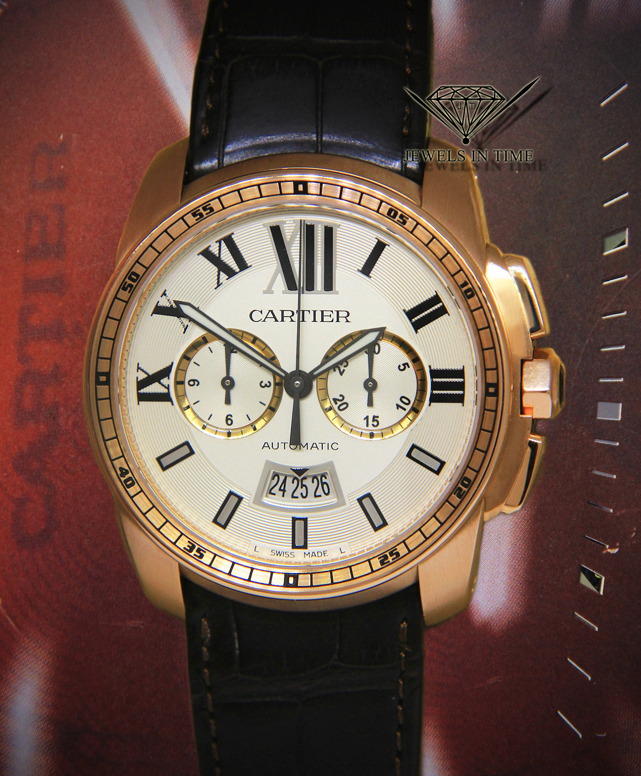 Cartier Calibre 18k Rose Gold Silver Dial 42mm Watch Box/Papers 3577 W7100044