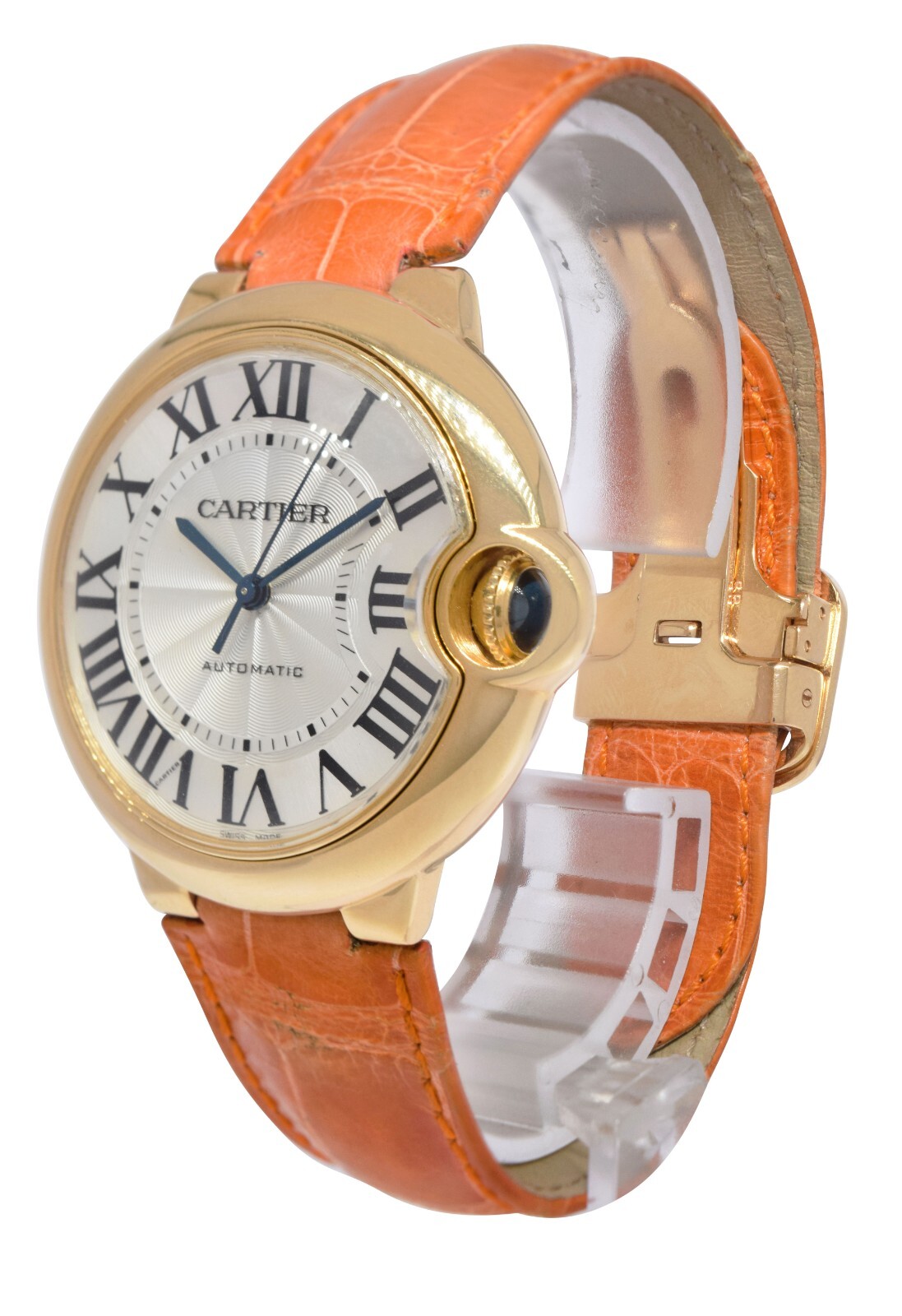 Cartier Ballon Bleu 36mm 18k Yellow Gold Automatic Watch on Strap W69003Z2 3002
