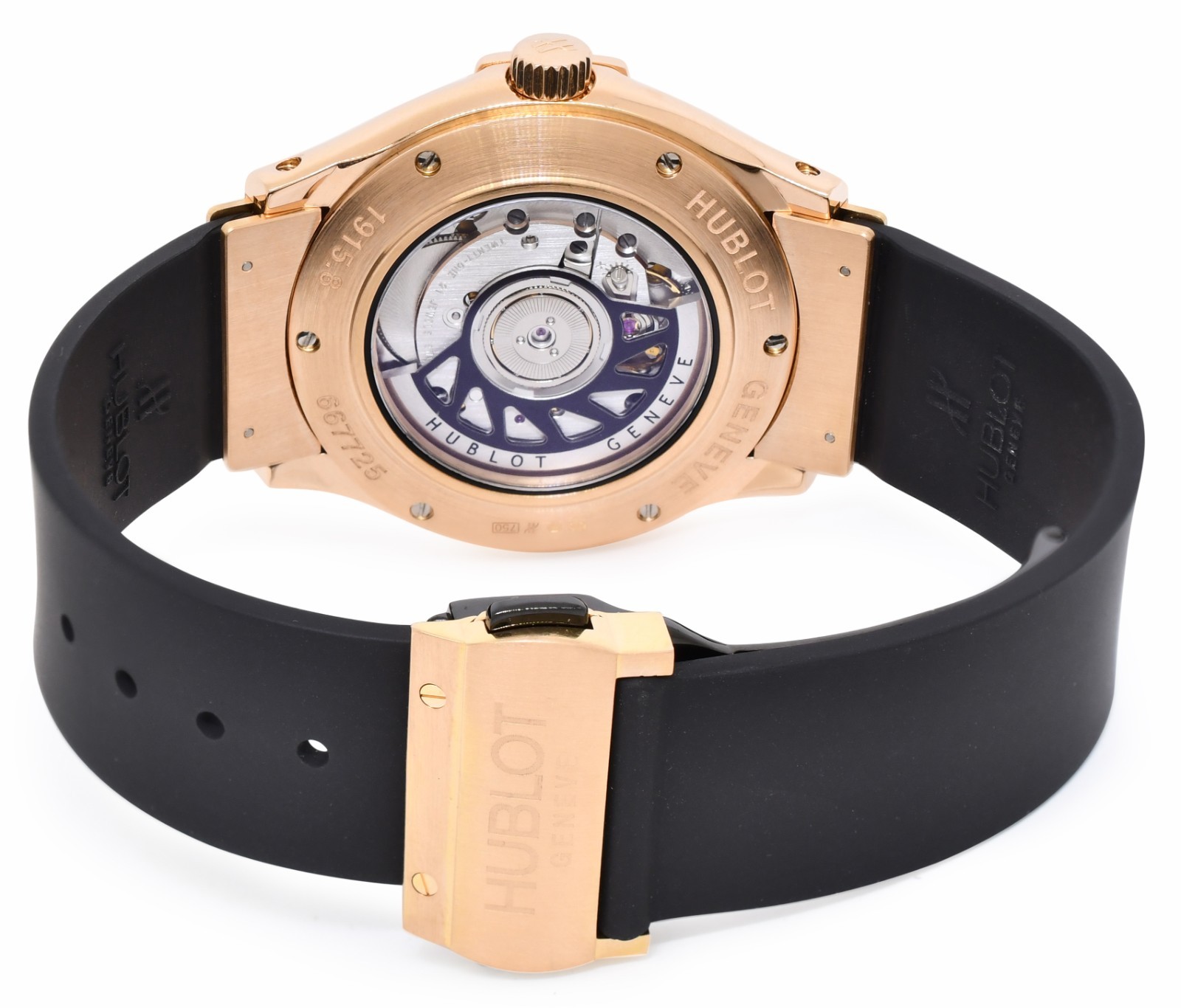 Hublot Classic Fusion 18k Rose Gold Black Dial Mens 42mm Watch +BOX 1915.8