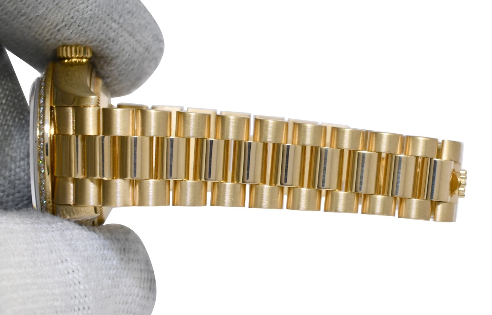 Rolex Datejust 28 President 18k Yellow Gold Pave Diamond Ladies Watch 279138RBR