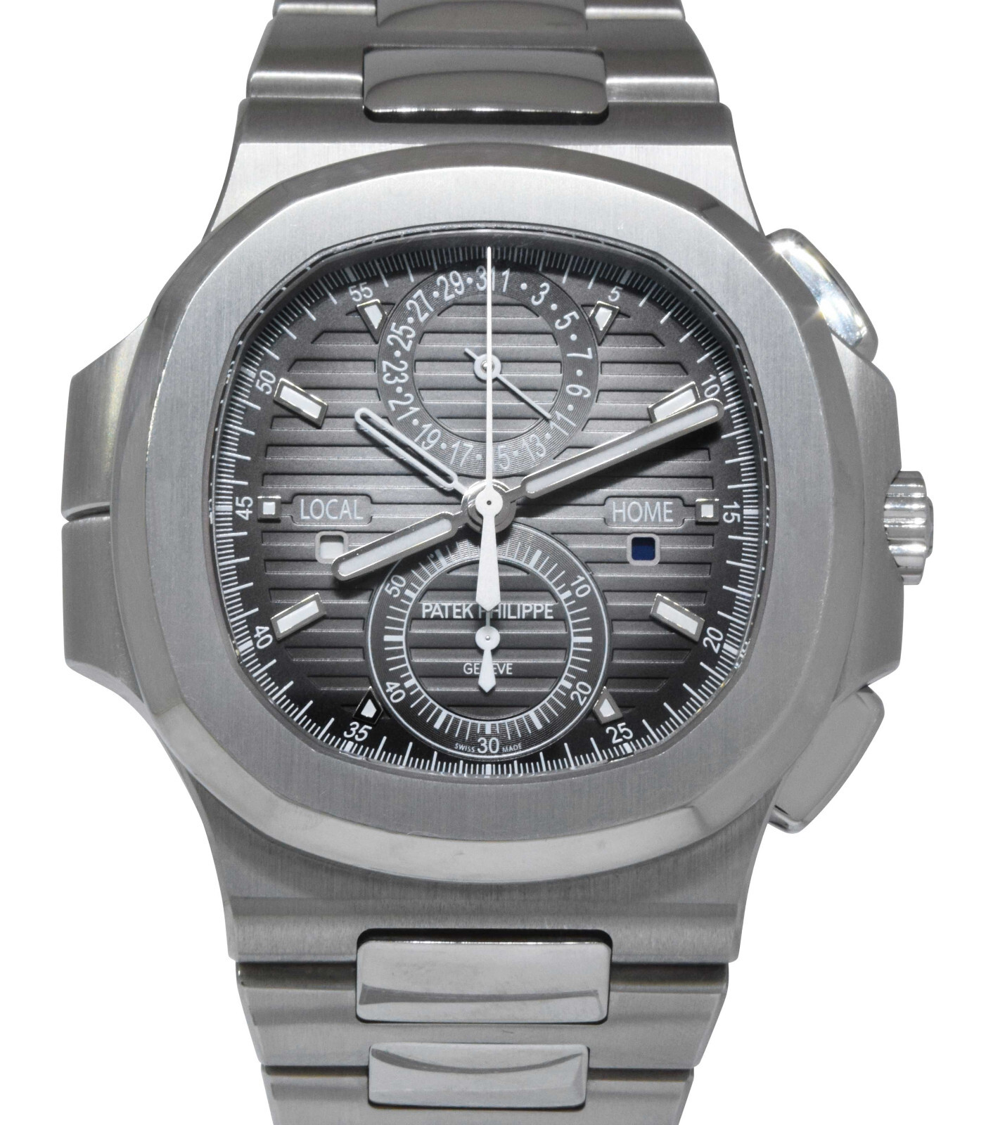 Patek Philippe Nautilus 5990 Chrono/GMT Steel Black Dial Watch B/P '19 5990/1A