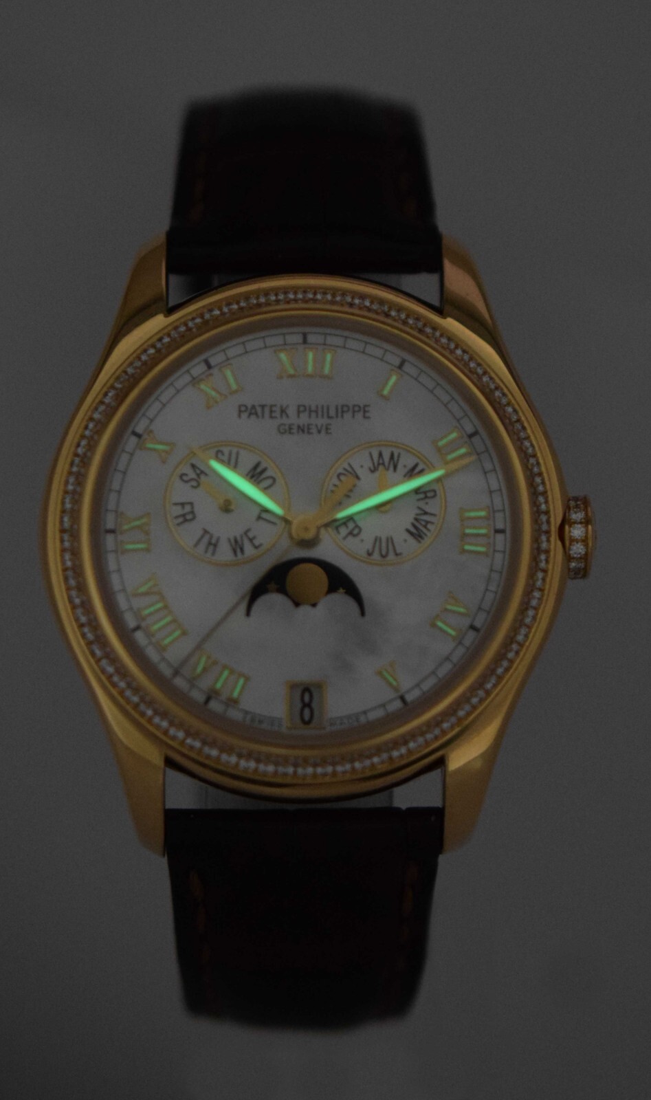Patek Philippe Annual Calendar 18k Yellow Gold MOP Diamond 37mm Watch + 4936J