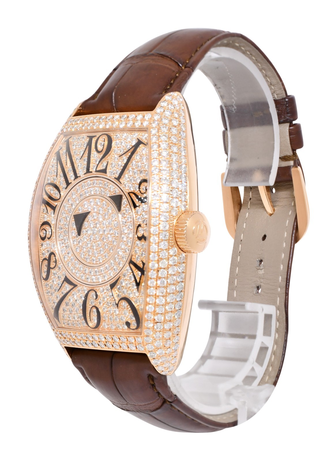 Franck Muller Double Mystery 18k Rose Gold & Pave Diamond Watch +BOX 8880 DMDCD