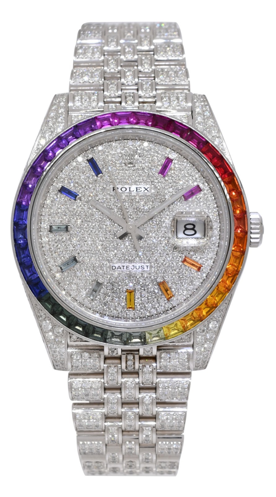 Rolex Datejust 41 Steel Rainbow Diamond Iced Out Jubilee Watch +Card '17 126300