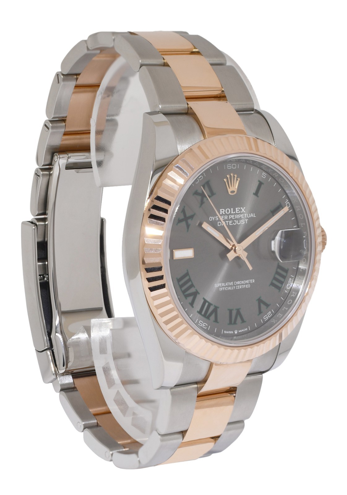 Rolex Datejust 41 18k RG/Steel Wimbledon Gray Dial Oyster Watch B/P '23 126331