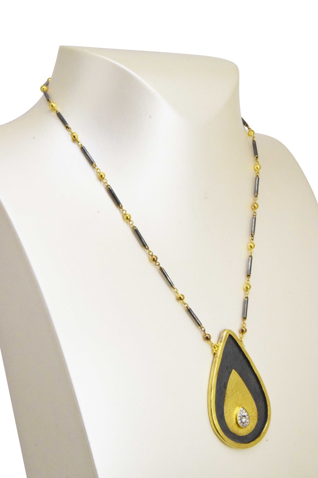 Gurhan 24k Gold Silver & ~1.00 Carat Diamond Ladies Necklace 17"