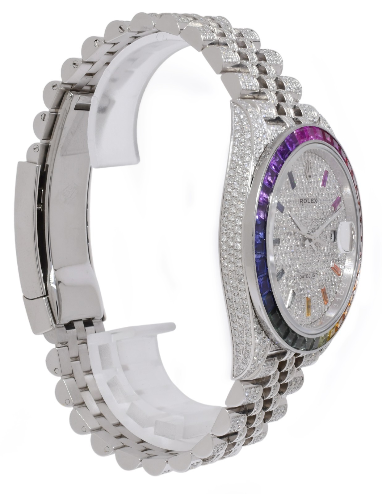 Rolex Datejust 41 Steel Rainbow Diamond Iced Out Jubilee Watch +Card '17 126300