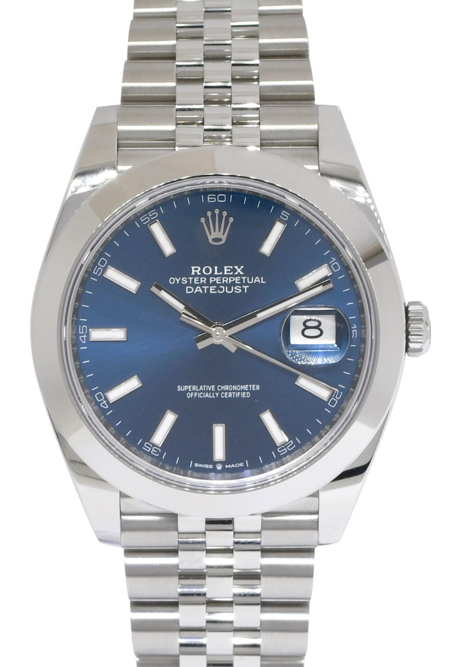NOS Rolex Datejust 41 Steel Blue Dial Jubilee Bracelet Watch B/P '25 126300