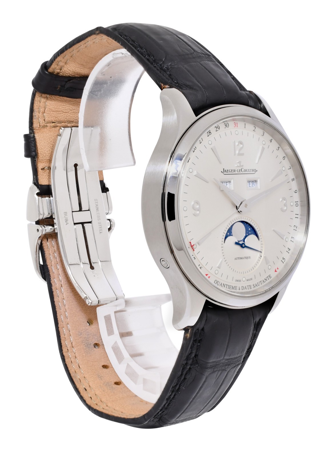 Jaeger LeCoultre Master Calendar Moon Steel Mens 40mm Watch 830.8.A6.S