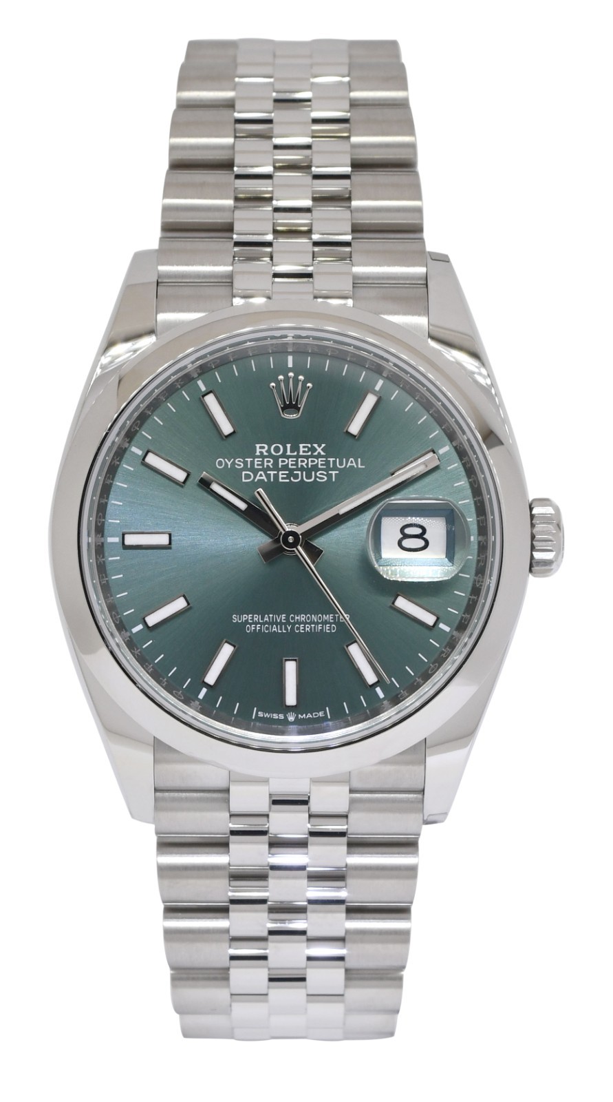 NEW Rolex Datejust 36 Steel Mint Green Dial Mens Jubilee Watch B/P '26 126200